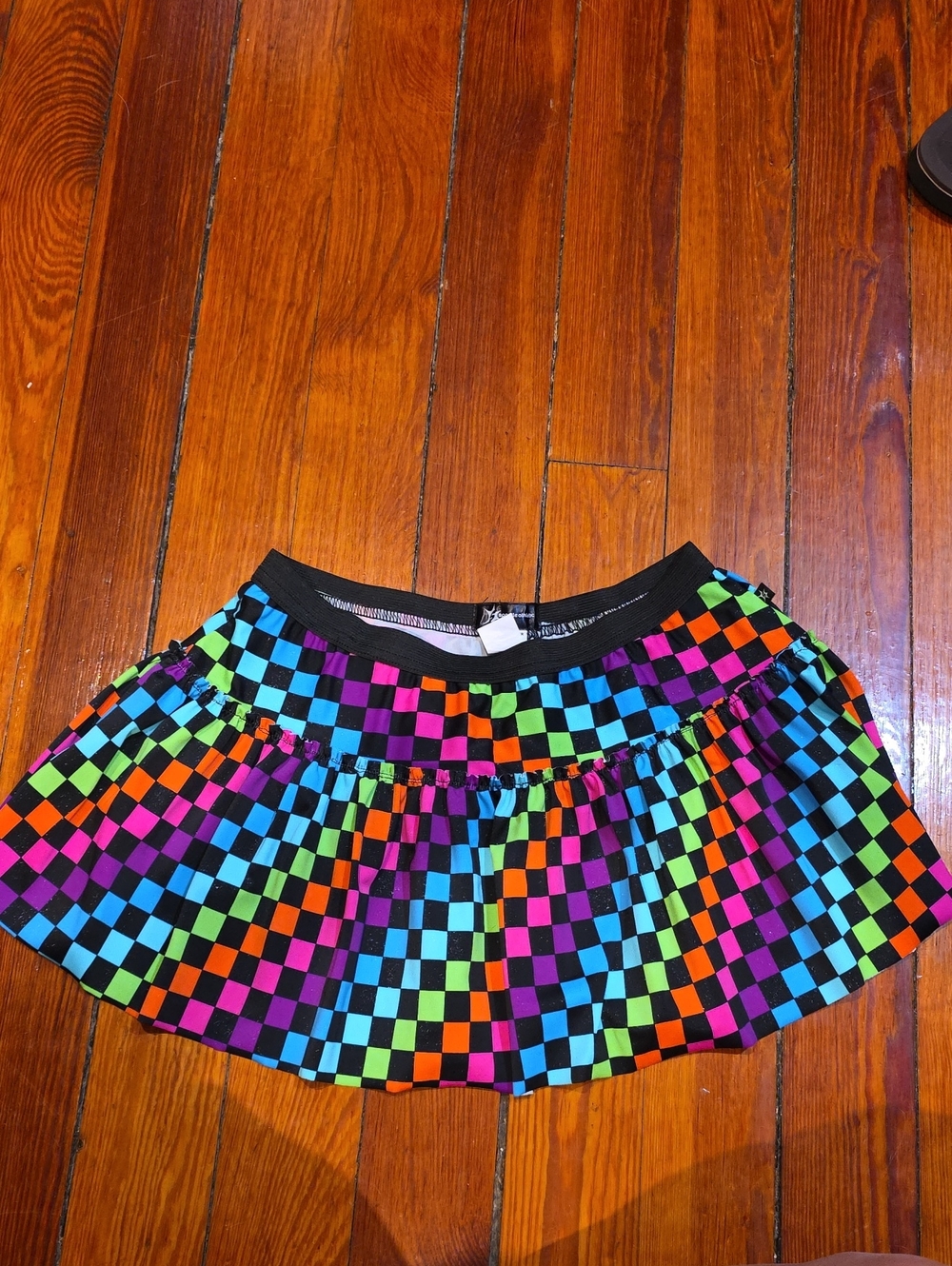 Sparkle Athletic Multicolor Glittery Checkerboard Running Mini Skirt Size Small